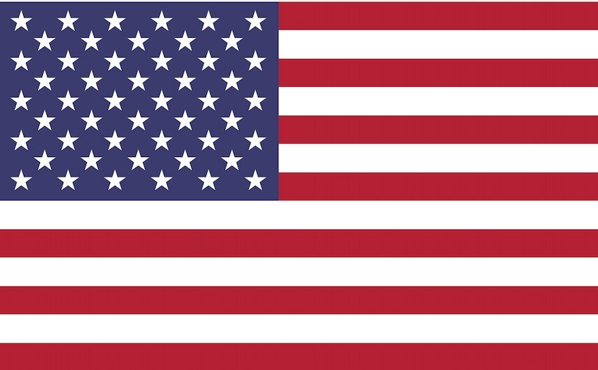 United States Rectangle flag icon with shadow.